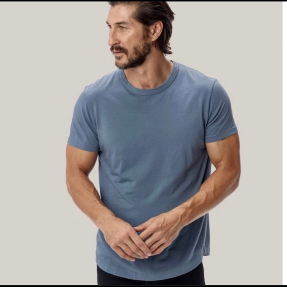 BUCK MASON BALTIC BLUE CURVED HEM TEE SZ:XS (T)